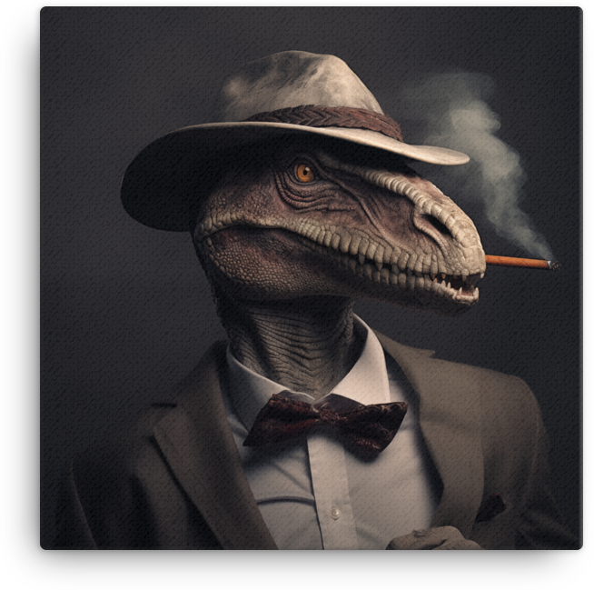 Noir Dinosaur Detective Canvas