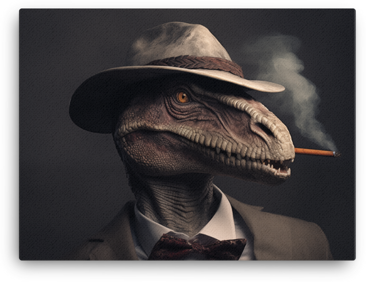 Noir Dinosaur Detective Canvas