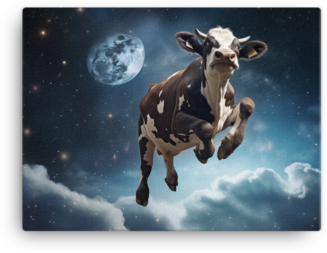 Over the Moon Cow Canvas Wall Art