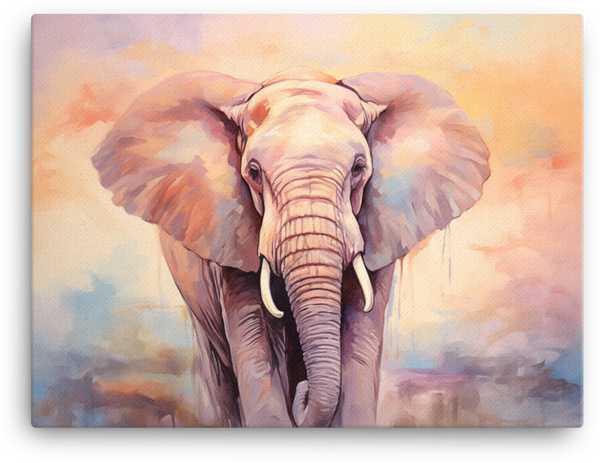 Pastel Dawn Elephant Canvas Wall Art