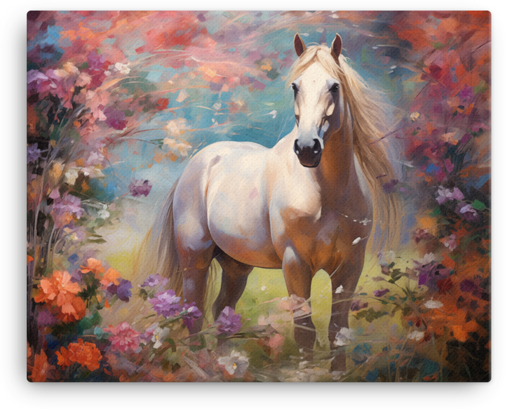 Pastel Meadow Stallion Canvas Wall Art
