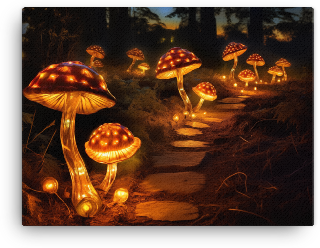 Path of Mushrooms Illuminated Canvas