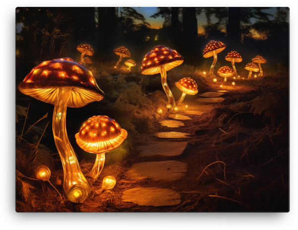 Path of Mushrooms Illuminated Canvas