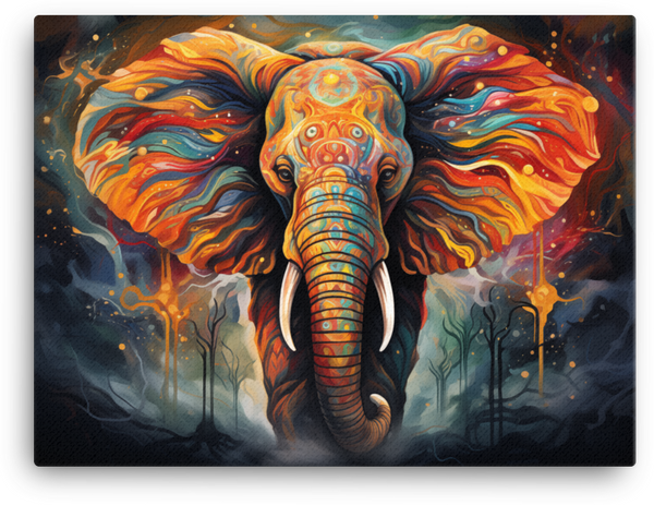 Psychedelic Dreamscape Elephant Canvas Wall Art