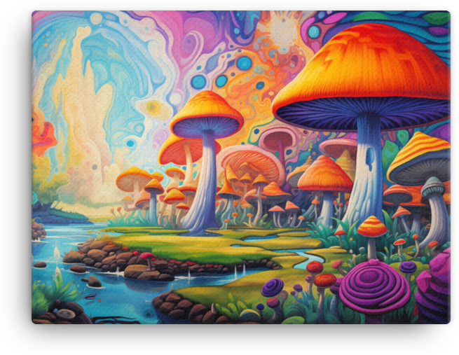 Psychedelic Mushroom Dreamscape Canvas