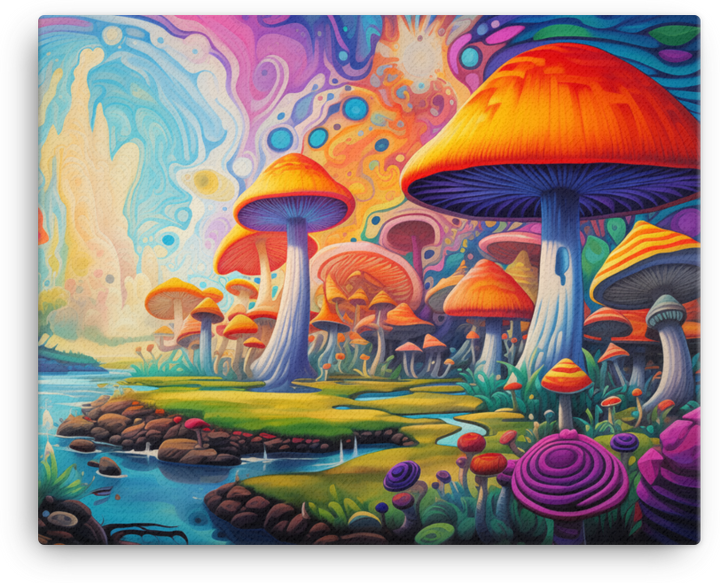 Psychedelic Mushroom Dreamscape Canvas
