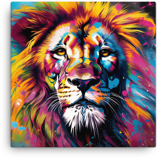 Psychedelic Splash Lion Canvas Wall Art