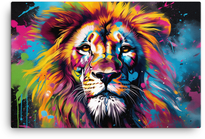 Psychedelic Splash Lion Canvas Wall Art