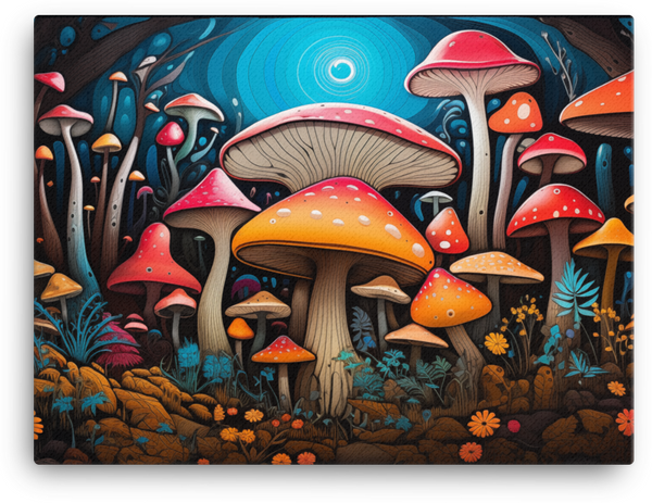 Radiant Mushroom Forest Canvas