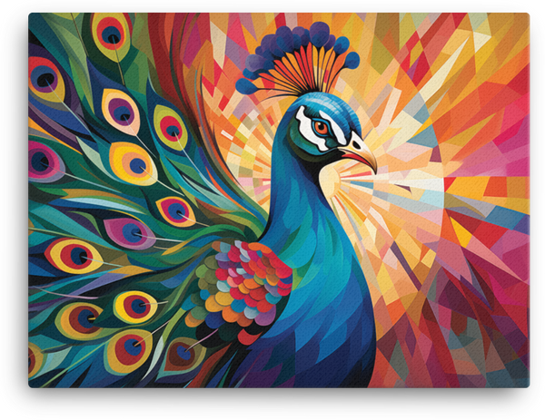 Radiant Peacock Feather Burst Canvas Wall Art