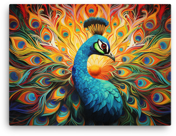 Radiant Peacock Splendor Canvas Wall Art