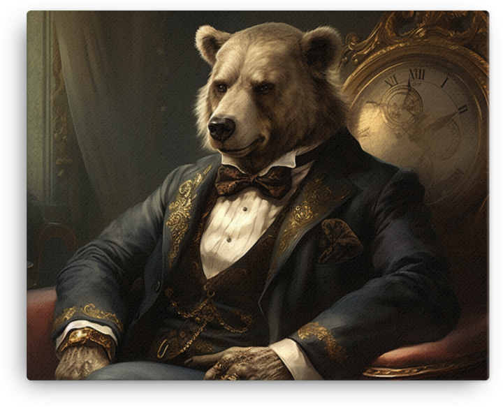 Regal Bear in Elegant Attire Canvas