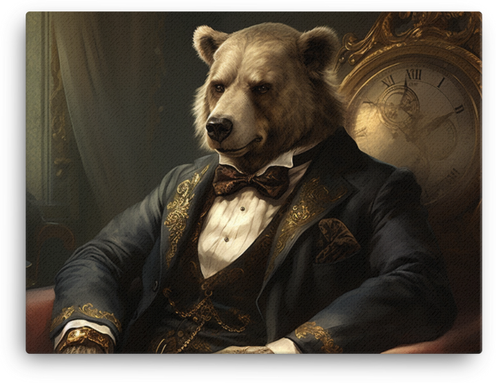 Regal Bear in Elegant Attire Canvas