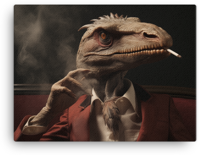Retro Raptor Gentleman in Red Canvas