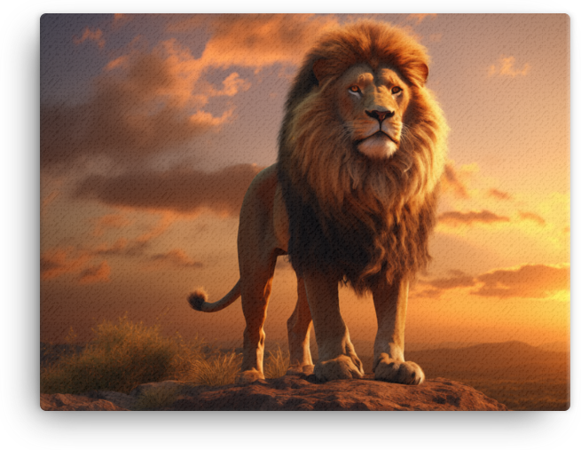 Savanna Sunset Lion Canvas Wall Art