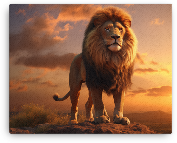 Savanna Sunset Lion Canvas Wall Art