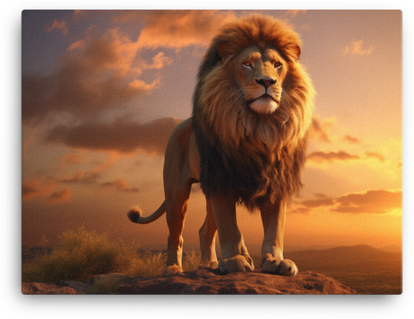 Savanna Sunset Lion Canvas Wall Art