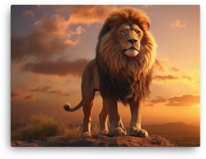 Savanna Sunset Lion Canvas Wall Art