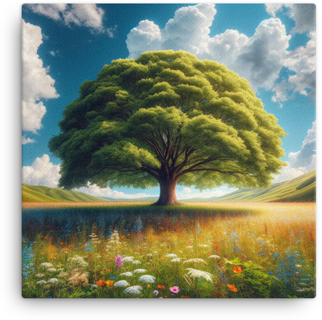 Serenity Under the Solitary Tree Canvas wall art