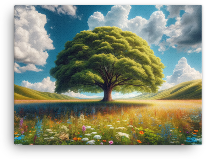 Serenity Under the Solitary Tree Canvas wall art