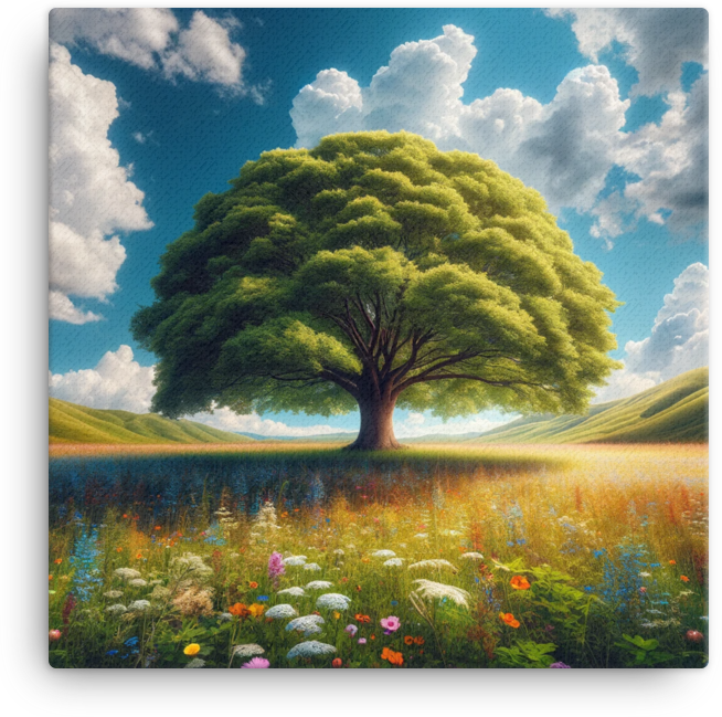 Serenity Under the Solitary Tree Canvas wall art