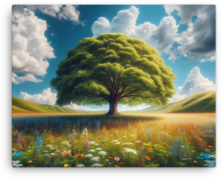 Serenity Under the Solitary Tree Canvas wall art