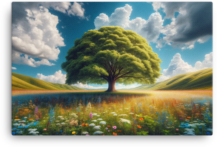 Serenity Under the Solitary Tree Canvas wall art