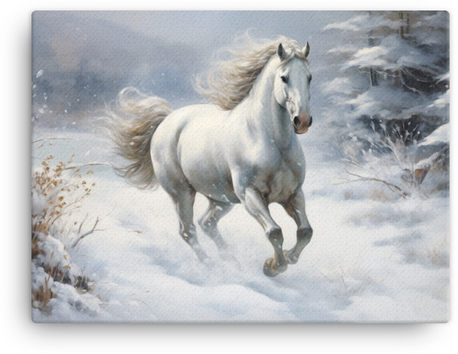 Snowbound Elegance Horse Canvas Wall Art