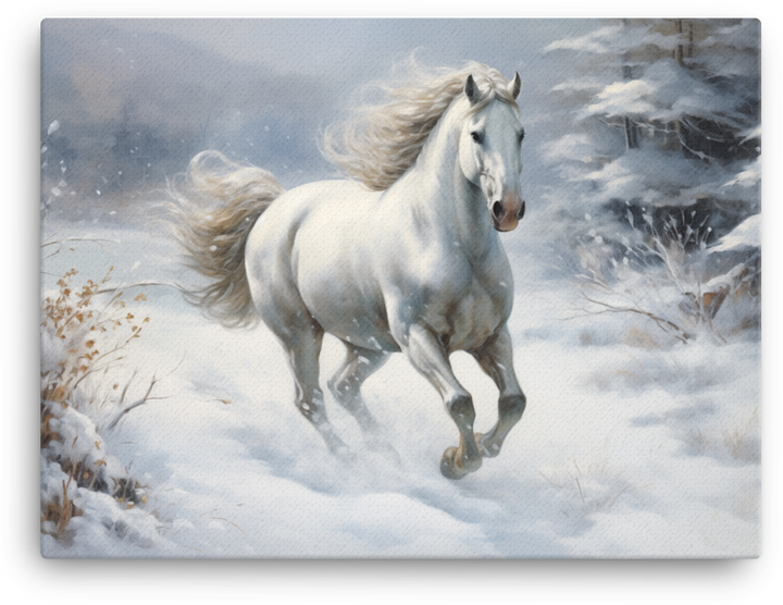 Snowbound Elegance Horse Canvas Wall Art
