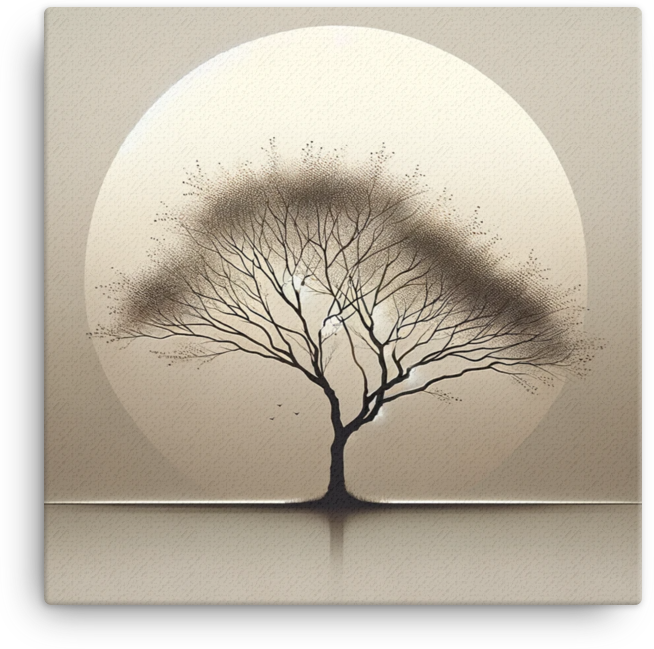 Solitary Tree in Monochrome Dawn Canvas wall art