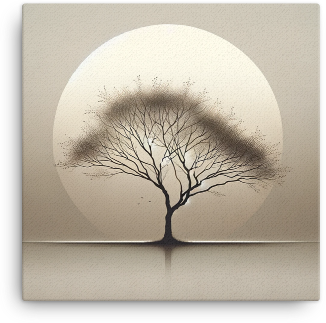 Solitary Tree in Monochrome Dawn Canvas wall art