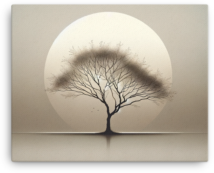 Solitary Tree in Monochrome Dawn Canvas wall art