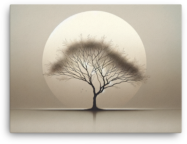 Solitary Tree in Monochrome Dawn Canvas wall art