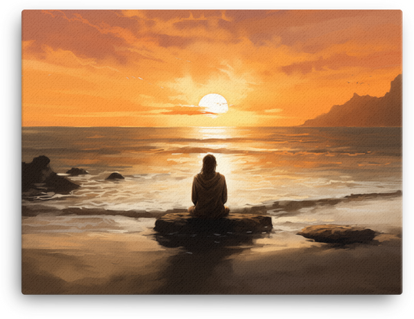 Solitude at Sunset on the Coastal Rocks Canvas wall art