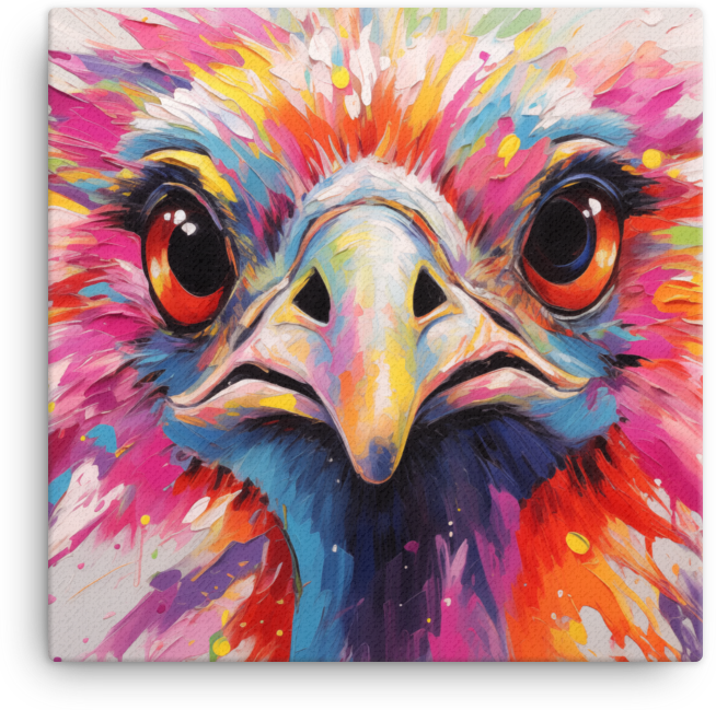 Spectrum Gaze Ostrich Canvas Wall Art