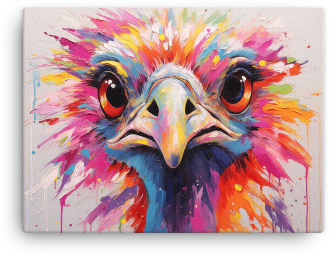 Spectrum Gaze Ostrich Canvas Wall Art