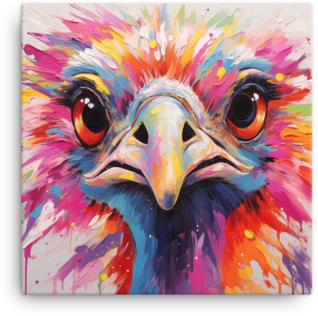 Spectrum Gaze Ostrich Canvas Wall Art