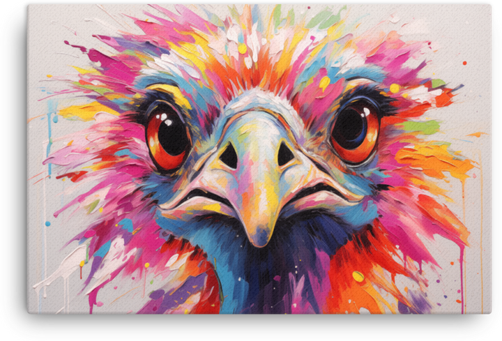 Spectrum Gaze Ostrich Canvas Wall Art