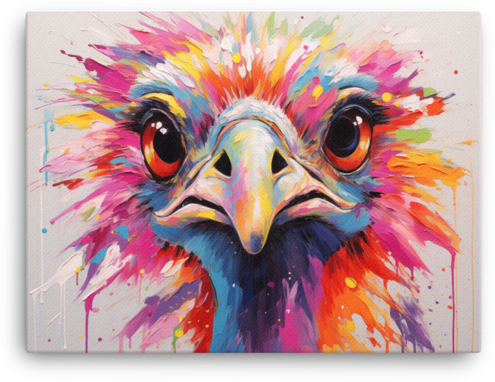 Spectrum Gaze Ostrich Canvas Wall Art