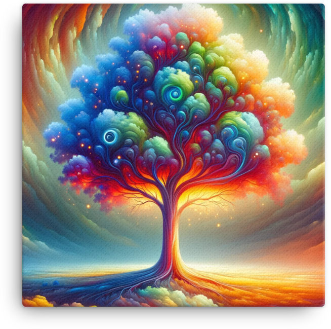 Spectrum Tree at Celestial Twilight Canvas wall art