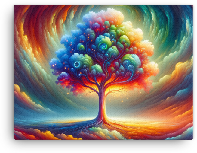 Spectrum Tree at Celestial Twilight Canvas wall art