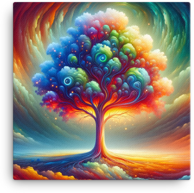 Spectrum Tree at Celestial Twilight Canvas wall art