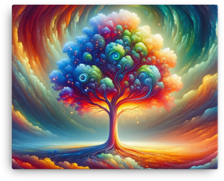 Spectrum Tree at Celestial Twilight Canvas wall art