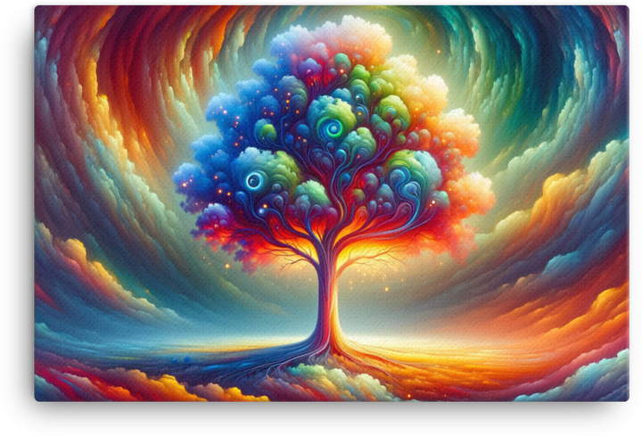 Spectrum Tree at Celestial Twilight Canvas wall art