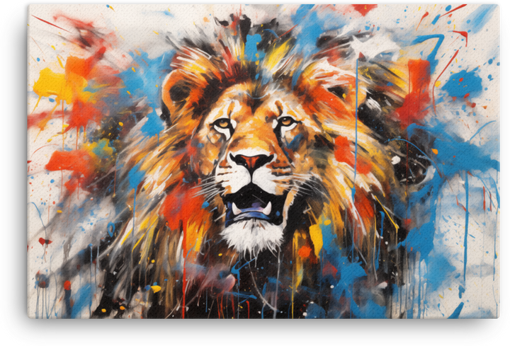 Splatter Art Lion Canvas Wall Art
