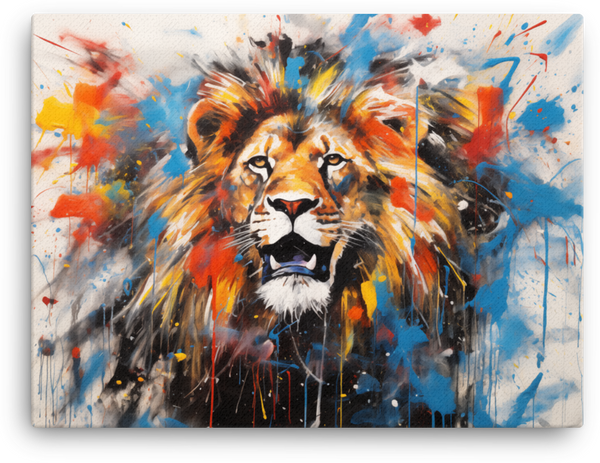 Splatter Art Lion Canvas Wall Art