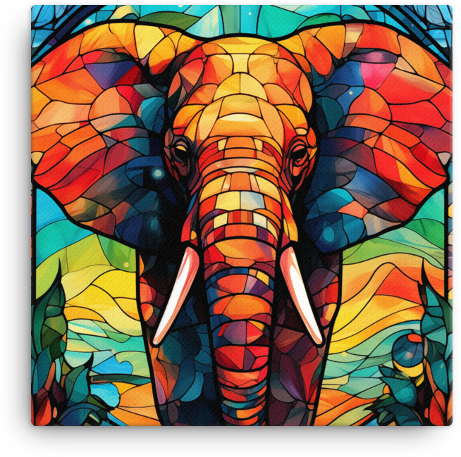Stained Glass Safari Elephant Canvas Wall Art