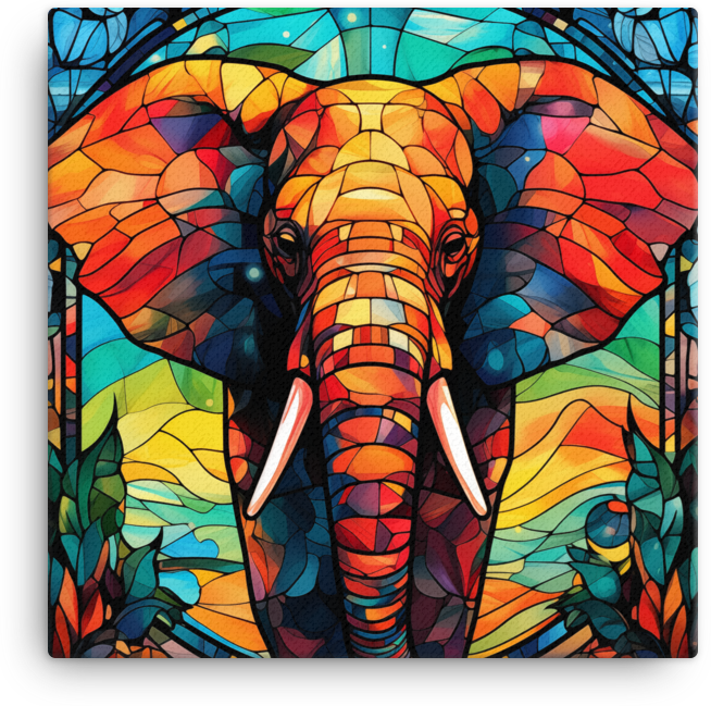 Stained Glass Safari Elephant Canvas Wall Art