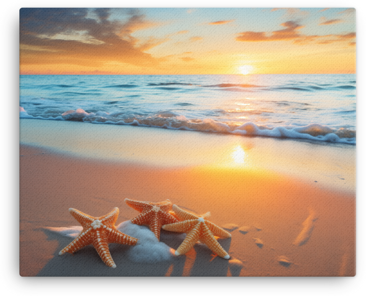 Starfish at Coastal Sunrise Canvas wall art
