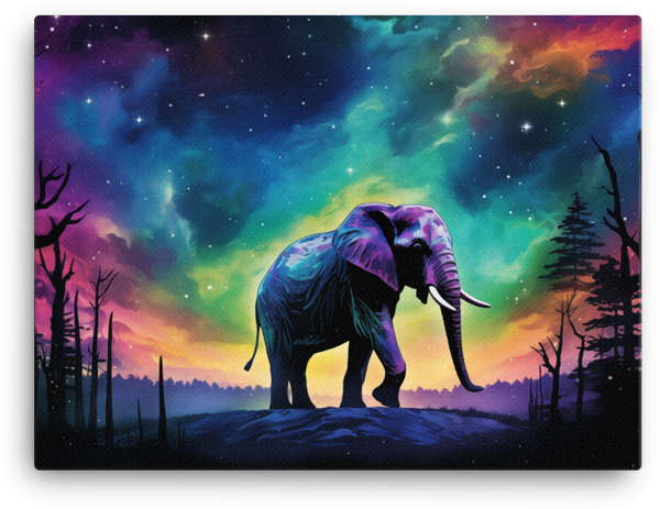 Starry Night Elephant Canvas Wall Art